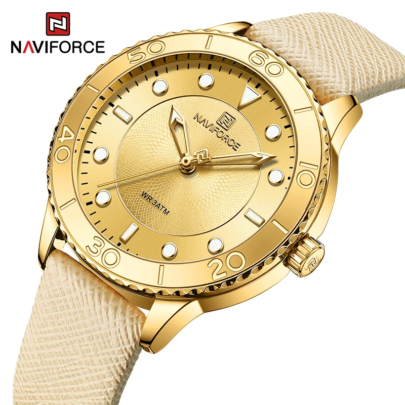 NAVIFORCE Fashion Design Ladies Wristwatch High Quality Leather Waterproof Women Watches Casual Elegant Female Clock Reloj Mujer