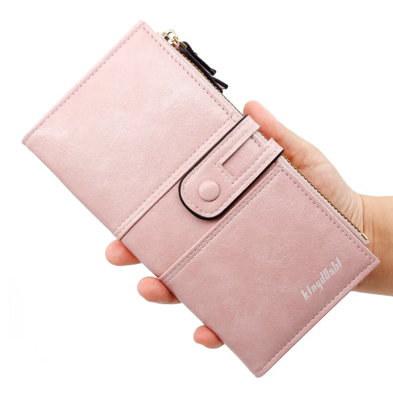 New Women's Long Wallet Stylish and Simple  Version Large Capacity Buckle Zipper Bag Handbag Multi-card