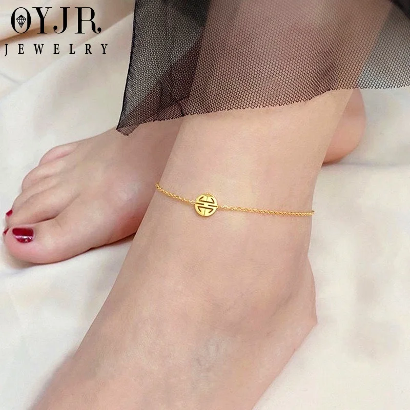 

OYJR Lucky Ankle Bracelet Vintage Anklet on Foot Anklets Bracelets for Women Gold Color Leg Chain Cavigliera Beach Accessories
