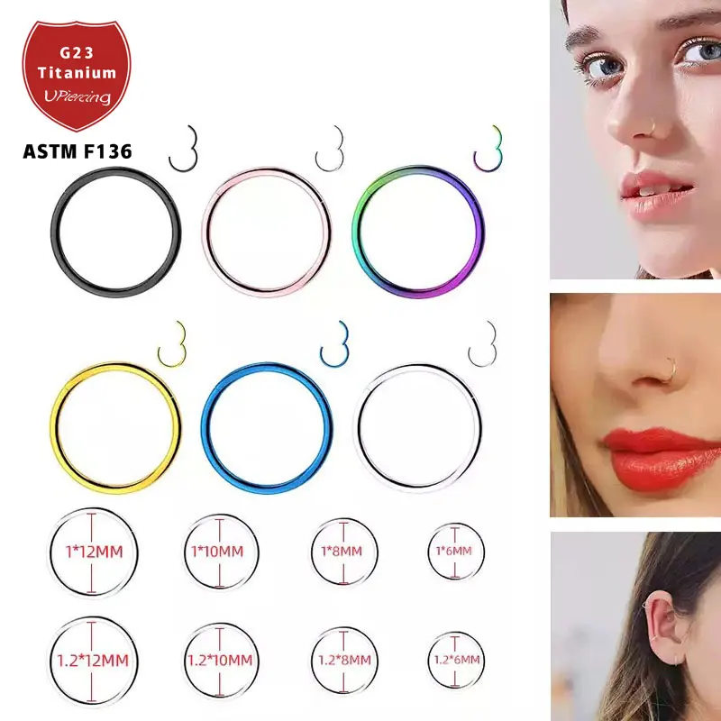 

G23 Titanium ASTM F136 Piercing Hinged Septum Clicker Segment Nose Piercing Cartilage Helix Earrings Body Piercing Daith Jewelry
