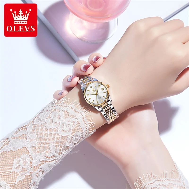 OLEVS Luxury Original Brand Watch for Women Waterproof Diamond Automatic Mechanical Ladies Dress Wristwatch Gift Reloj Mujer