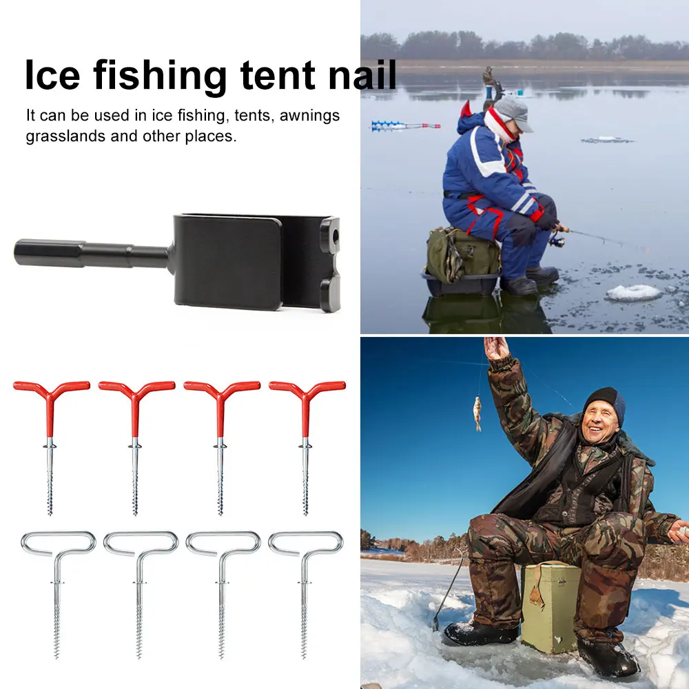 

Ice Anchor Spike Winter Fishing Tent Insert Screw Fittings for Fixing Ice Shelters Or Fishing Rod Holes Tent Nail Bracket Holder