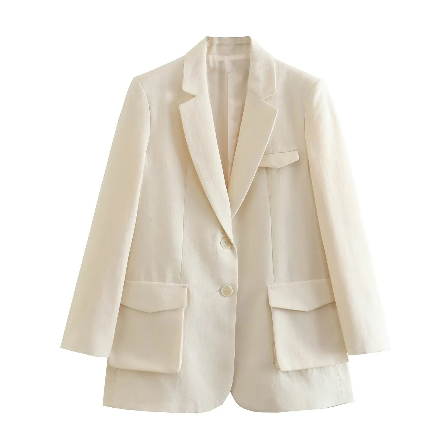 

Women 2023 New Fashion Spring Doublebutton Leisure Blazer Coat Vintage Long Sleeve Pockets Female Outerwear Chic