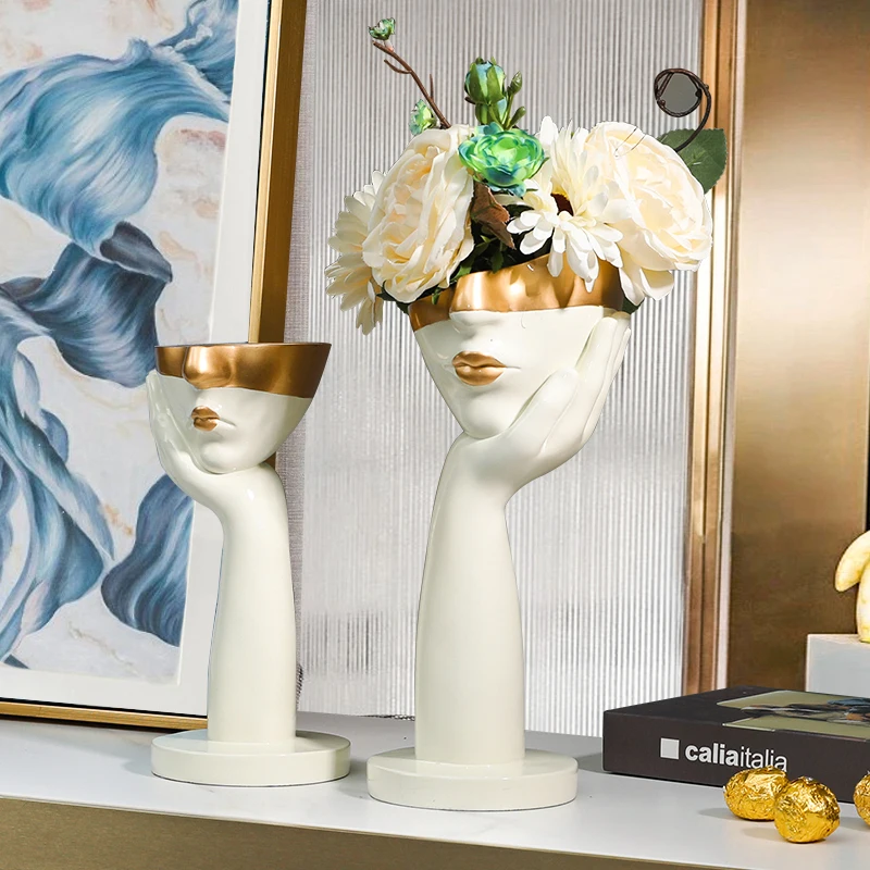 

Creative Nordic Muse Sculpture Flower Arranger Modern Dried Flower Vase Home Decor Accessories Living Room Storage Ornaments