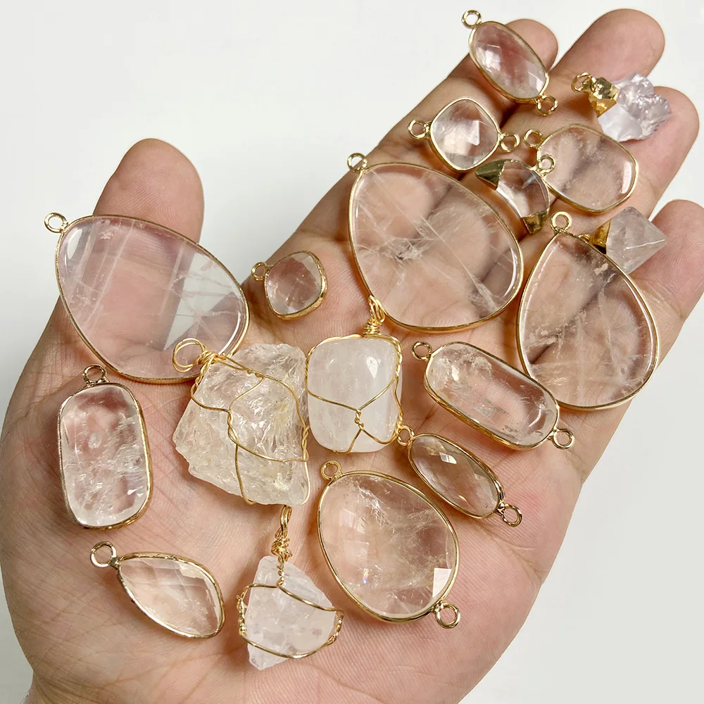 Натуральный драгоценный камень Heal прозрачный кварцевый соединитель поделки