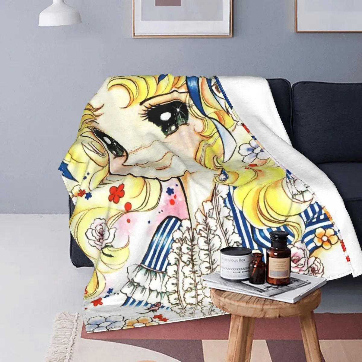

Candy Candy Flowery Blankets Coral Fleece Plush Printed Kawaii Cute Girl Anime Throw Blankets for Home Outdoor Bedding Throws