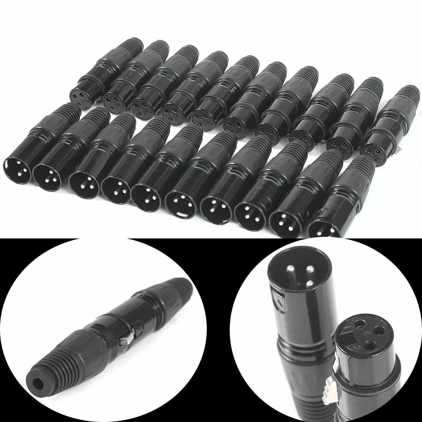 

10 пар/шт. XLR DMX 3 Pin аудио микрофонный кабель Разъемы 10 шт. Папа + 10 шт. мама MIC змеевидный разъем кабель адаптеры