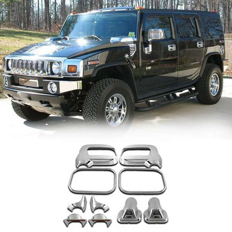 

10PCS Mirror Cover Door Trims Rearview Turn Siganl Cap Fit For HUMMER H2 SUV SUT 06-09