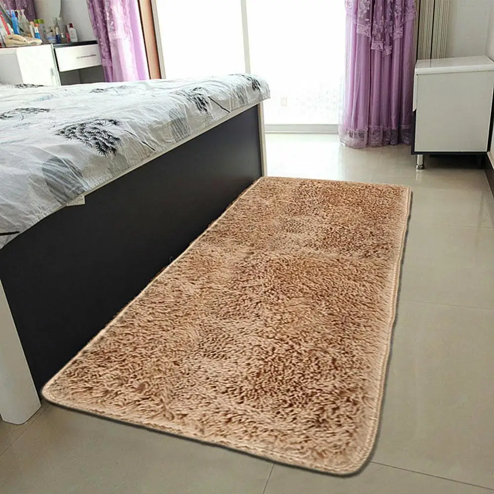 

Solid Color Non Slip Fluffy Thicken Floor Mat Living Room Bedroom Carpet Rug