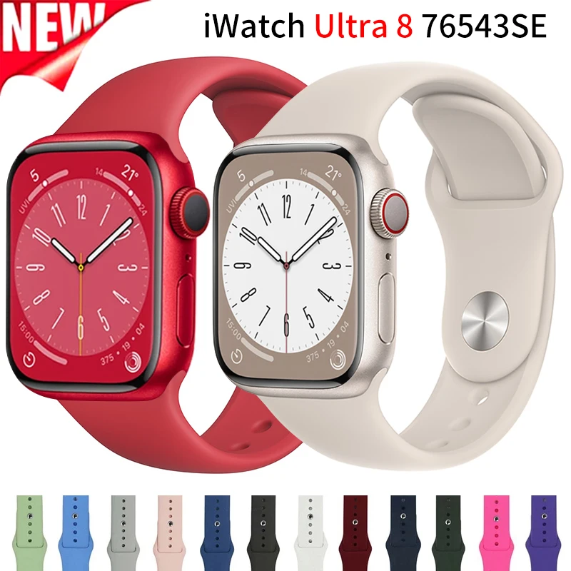 

silicone strap for apple watch band 44mm 45mm 40mm 41mm 38mm 42 mm Ultra 49mm Rubber bracelet iWatch series 7 8 3 4 5 6 se band