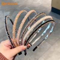 2022 girls new fashion crystal hairband shiny sparkling rhinestone hair hoop thin luxury korean headbands sweet wedding headwear