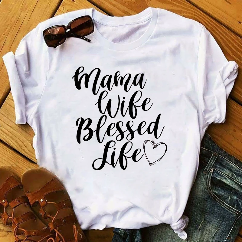 

Women Mama Letters Gift Fashion T-Shirt Mom Lady Mother Day Ladies Graphic Tops Female Female Camisa Masculina Ropa Mujer