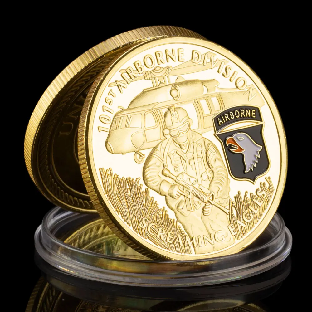 

United States Army 101st Airborne Division Souvenir Coin Gold Plated Commemorative Coin Military Fans Collectible Challenge Coin