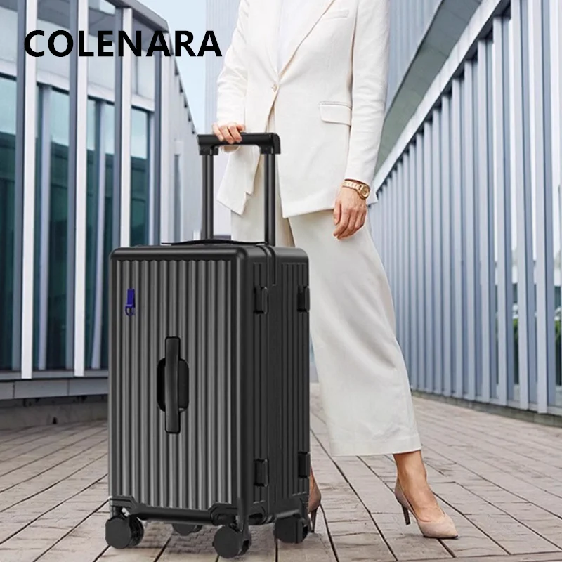 Фото Дорожный чемодан COLENARA с отделением для стакана и портативной сумкой для багажа, 20 дюймов, подходит для ручной клади на колесиках №1