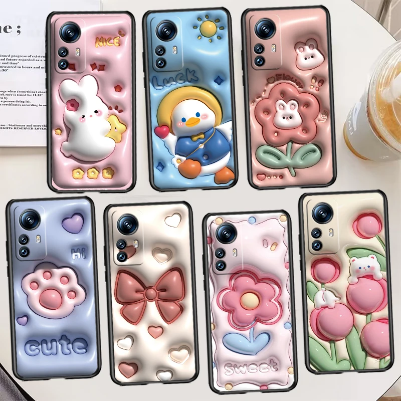 

Nonstereoscopic 3D Vision Duck Cute Black Phone Case For Xiaomi Mi 13 12 Lite 12T Pro 12X 12S 11 11T 11i 10T 10 9 Ultra 5G