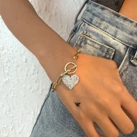 fashion jewelry ot buckle bracelet diamond heart bracelet simple metal jewelry ladies chain bracelet