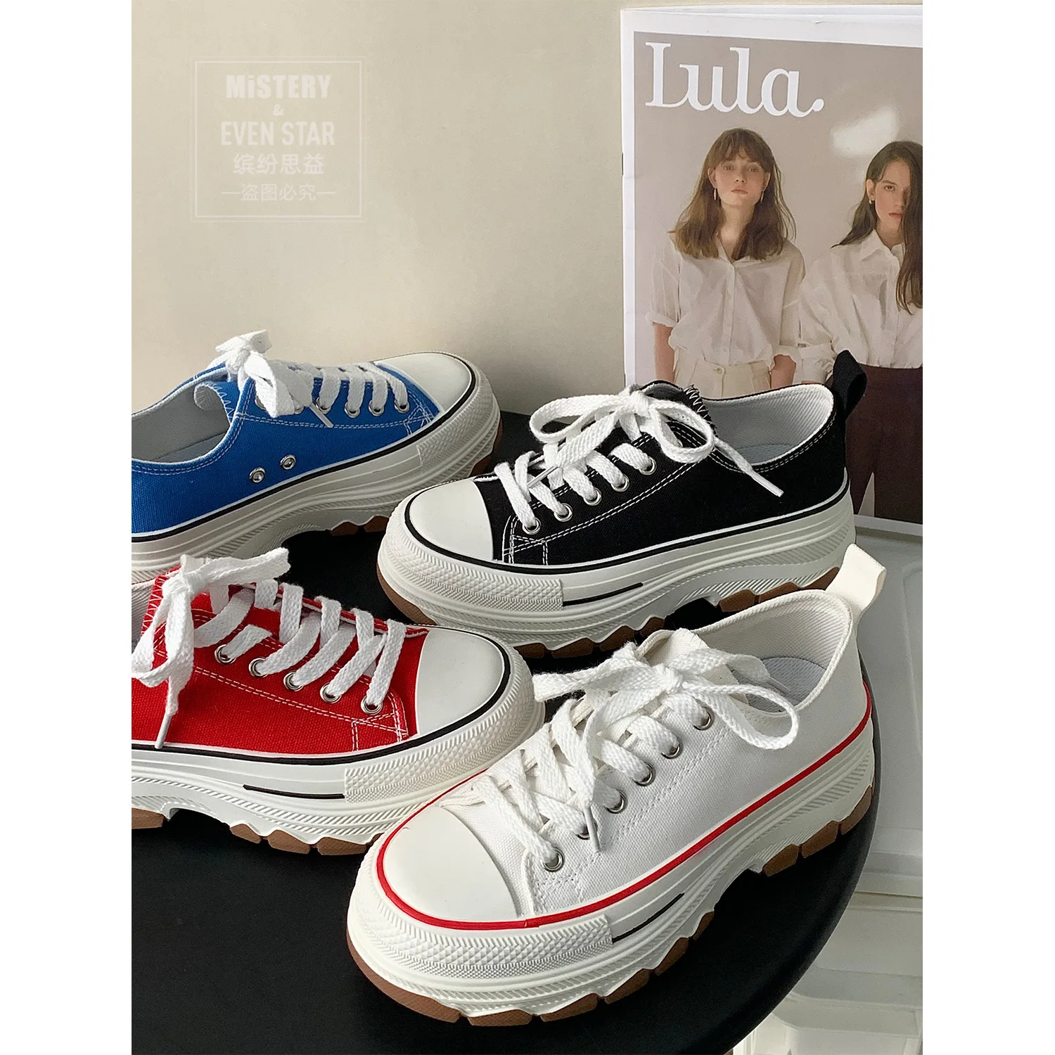 Platform Canvas Shoes Woman 2023 New Casual Shoes Muffin Girls Shoes