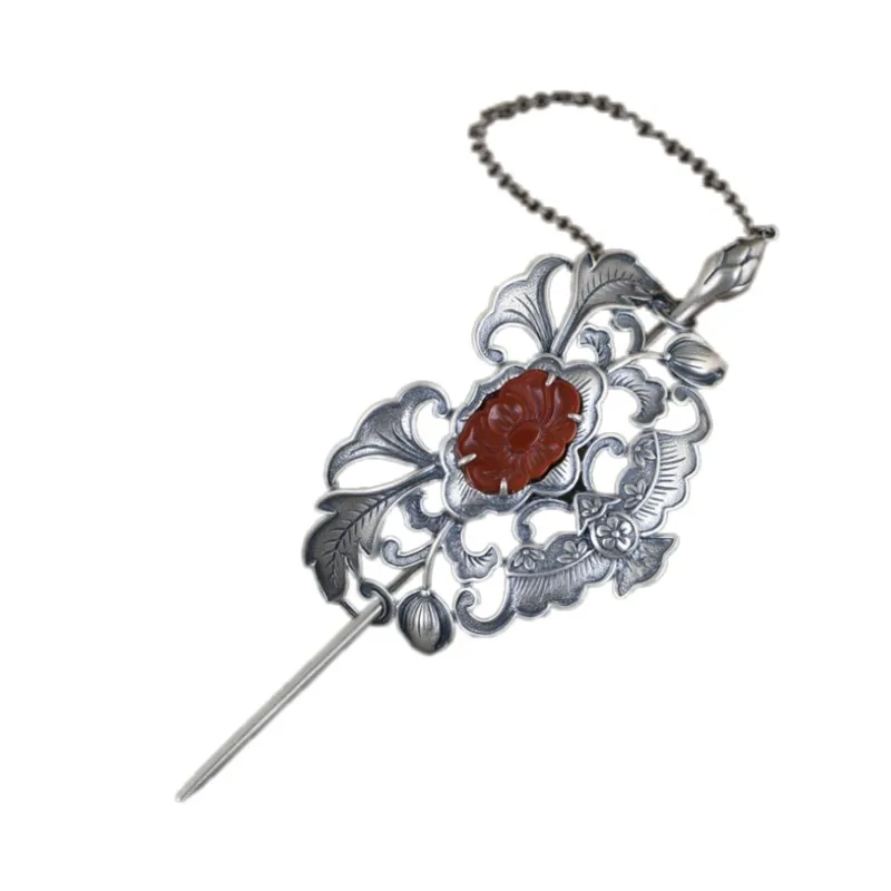 Аксессуары для волос BOCAI S925 из стерлингового серебра Южная рутила полый пион