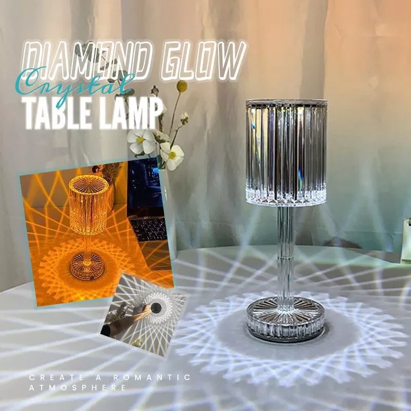 

Настольная лампа с кристаллами и сенсорным управлением, меняющий цвет, романтическая лампа для бара, акриловый ночсветильник с USB-зарядкой
