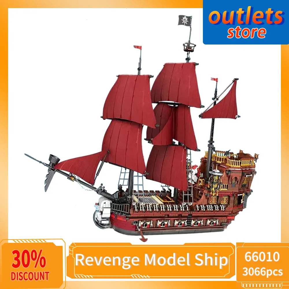 

66010 Creative Expert Ideas Revenge Pirate Ship Moc Modular Caribbeaned Model Building Blocks Bricks Movie Boy Gifts Toy 3066PCS