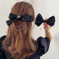 new bow pearls chain barrettes hairpins for women rhinestone spring hair clips ribbon headband ponytail hair accessories