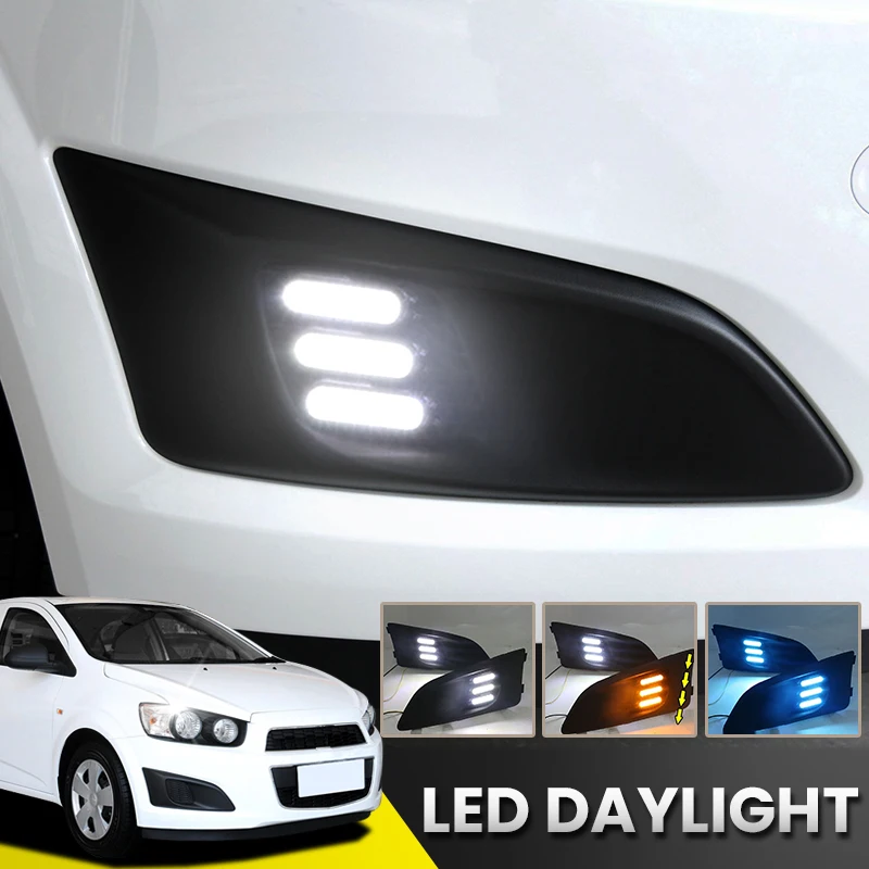 

1 Set Car LED DRL Light Daytime Running Light Daylight With Turn Signal Lamp For Chevrolet Chevy AVEO Sonic 2011 2012 2013