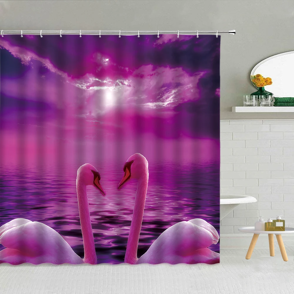 

Creative Shower Curtain Love Cupid’s Arrow Girl Bathtub Screen Waterproof Cloth Bathroom Decor Curtains Set Angel Wings Simple