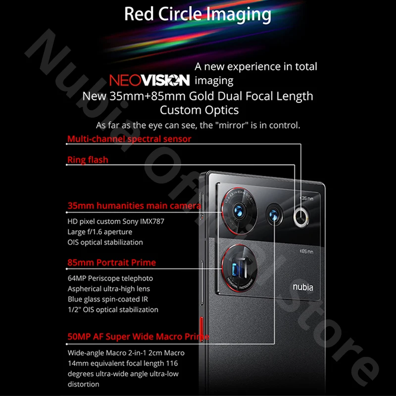 Nubia Z50 Ultra 5G SmartPhone 6.8 inch 144Hz AMOLED Screen Under screen camera Snapdragon 8 Gen 2 Octa Core 80W Fast Charge NFC