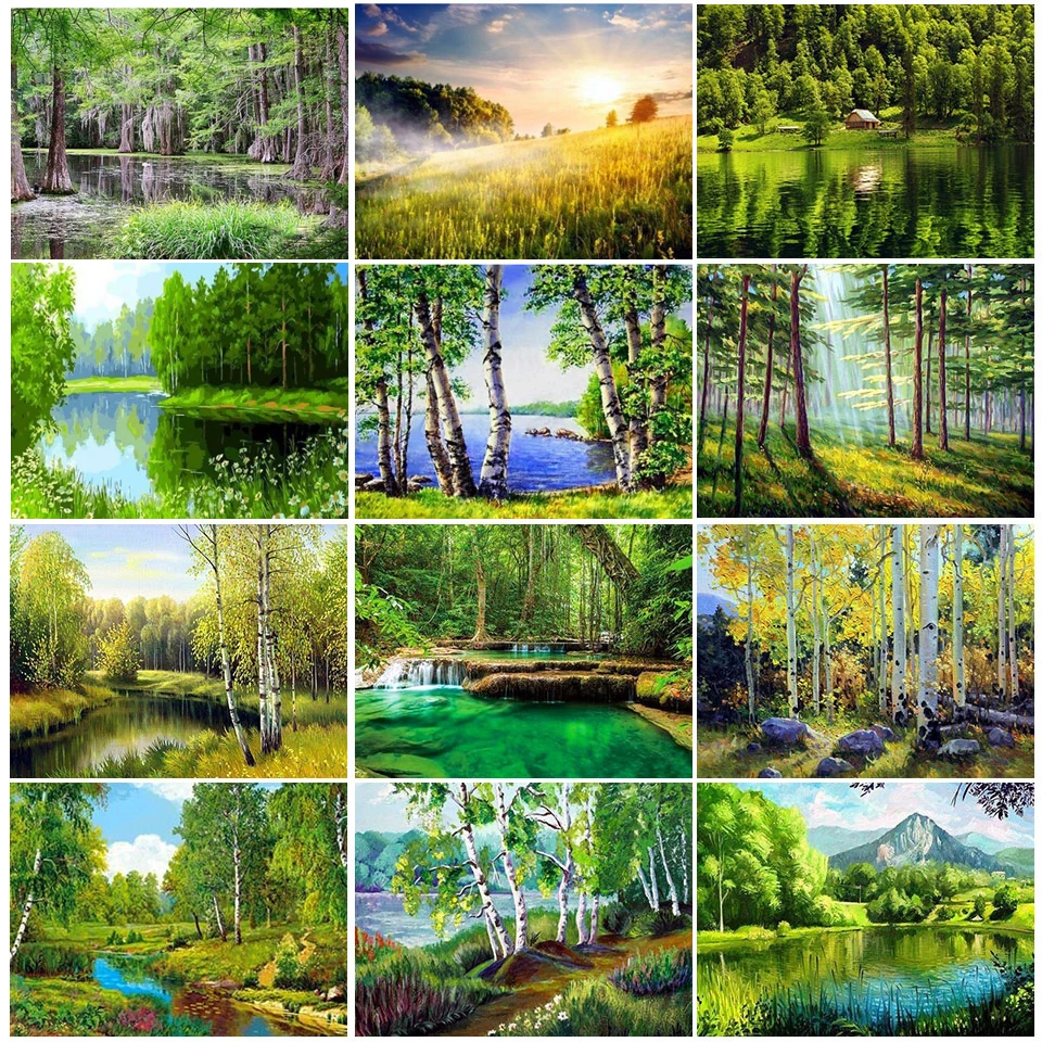 

5D DIY Diamond Painting Forest Scenery Embroidery Mosaic Picture Full Drill Cross Stitch Art Kit Living Room Decor Festival Gift