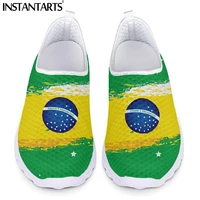instantarts summer women breathable mesh shoes flats brazil flag pattern womens sneakers beach loafers for ladies shoes zapatos