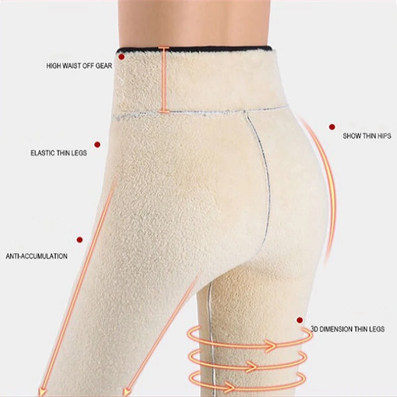 Winter Thicken Lambwool Tights Women Warm Fleece Leggings Woman Thermal Ankle-Length Pants Hight Waist Skinny Fitness Pantyhose