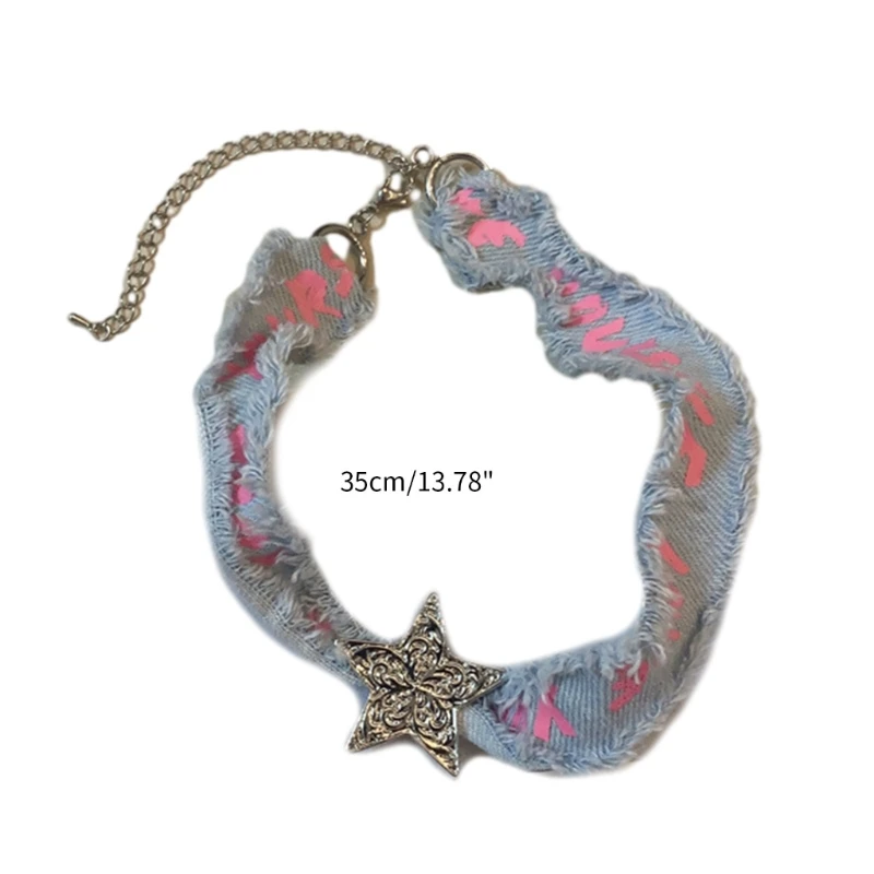 Привлекательное колье синего ковбойского цвета со сверкающей бабочкой в