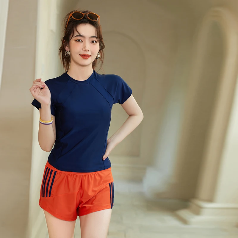 

Tankini Swimsuits for Women Girls Sports Tankini Swimwear Three Pieces Bathing Suit For Surfing Swimming Short Sleeve Boysuit