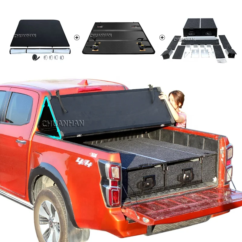 Тройной чехол Tonneau для Nissan Navara 2014 NP300 D22 электрический выдвижной грузовика - Цена: 42732