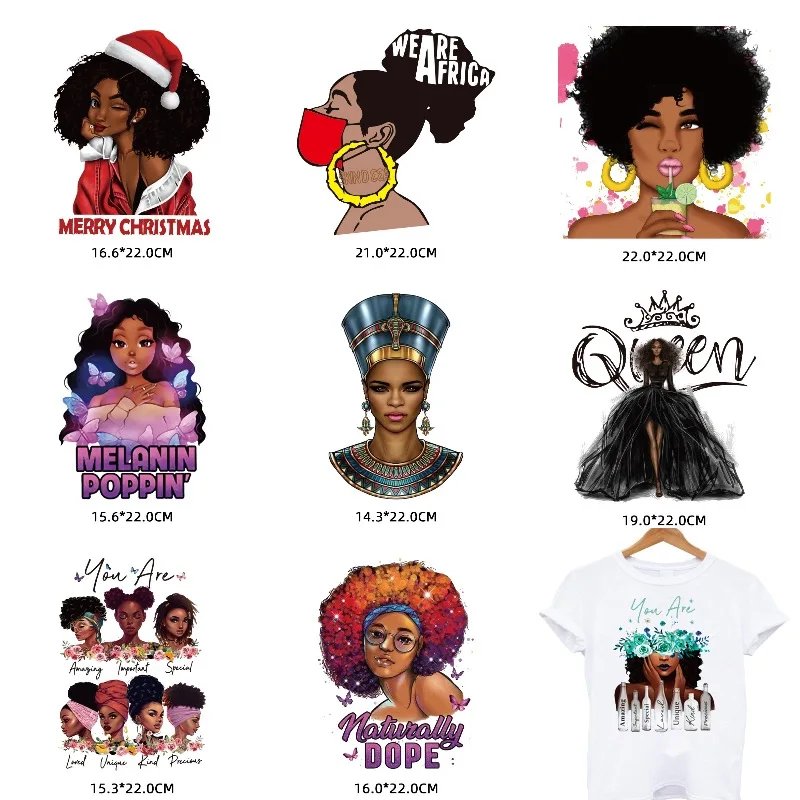 

Africa Queen Patches on Clothes Iron-on Transfers for Clothing Thermoadhesive Patches Termo Stickers Merry Christmas Girls Patch