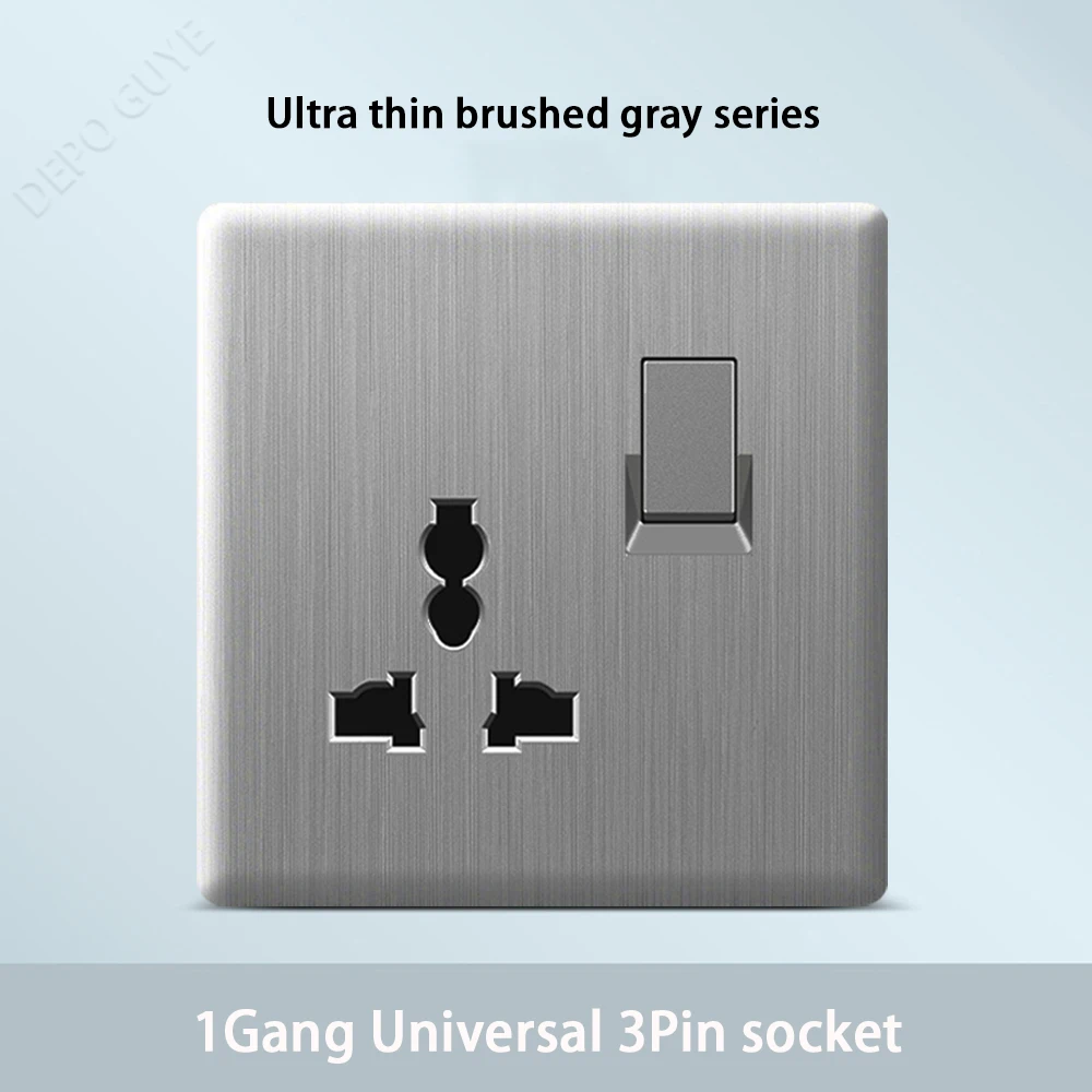 

Ультратонкая матово-серая настенная 2-позиционная панель переключателей, стандарта Великобритании, розетка для быстрой зарядки типа C 18 Вт, универсальная двойная 3-контактная USB-розетка