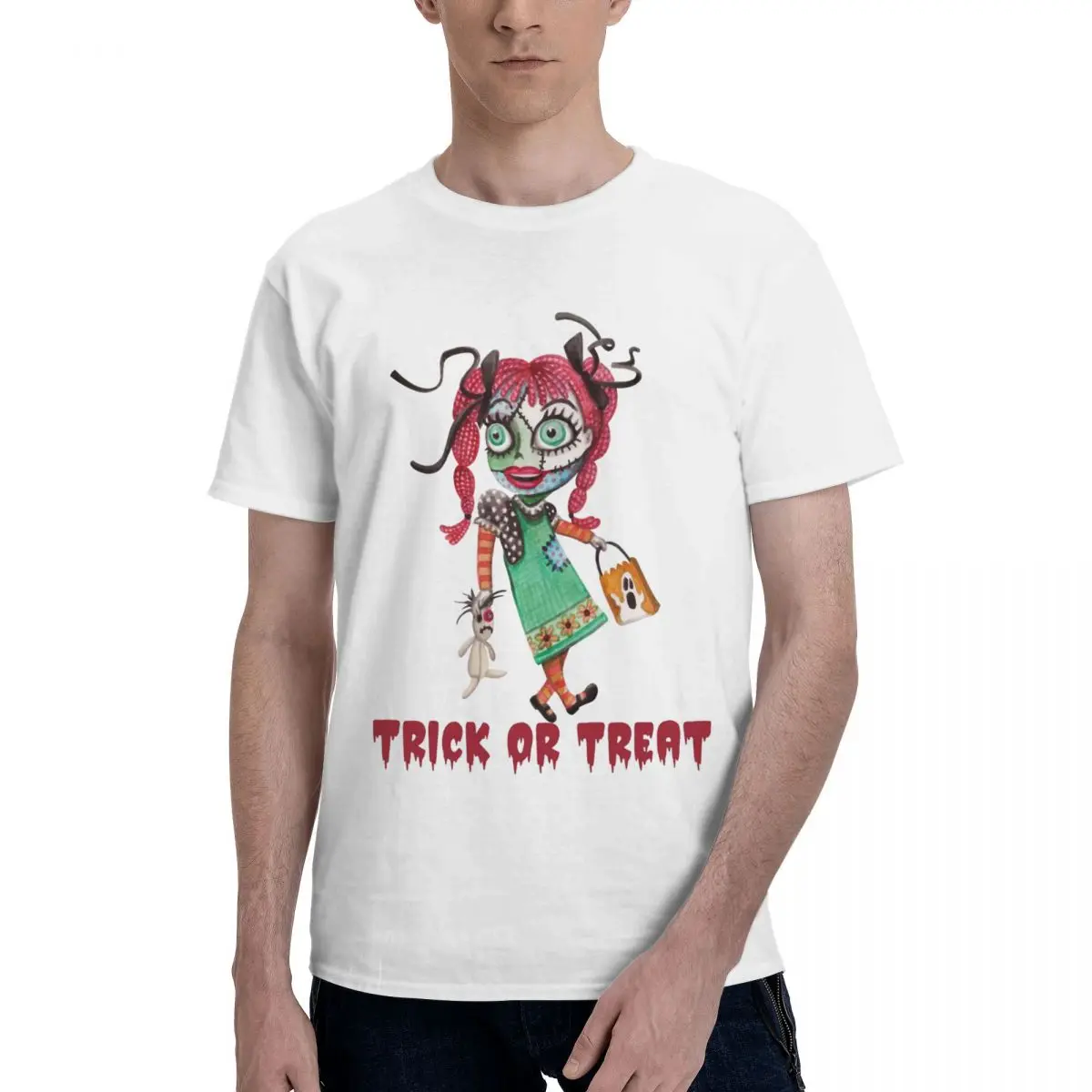 

Trick Or Treat Scary Doll Halloween Design Harajuku TShirt Creative Tops Comfortable T Shirt Male Short Sleeve Unique Gift Idea