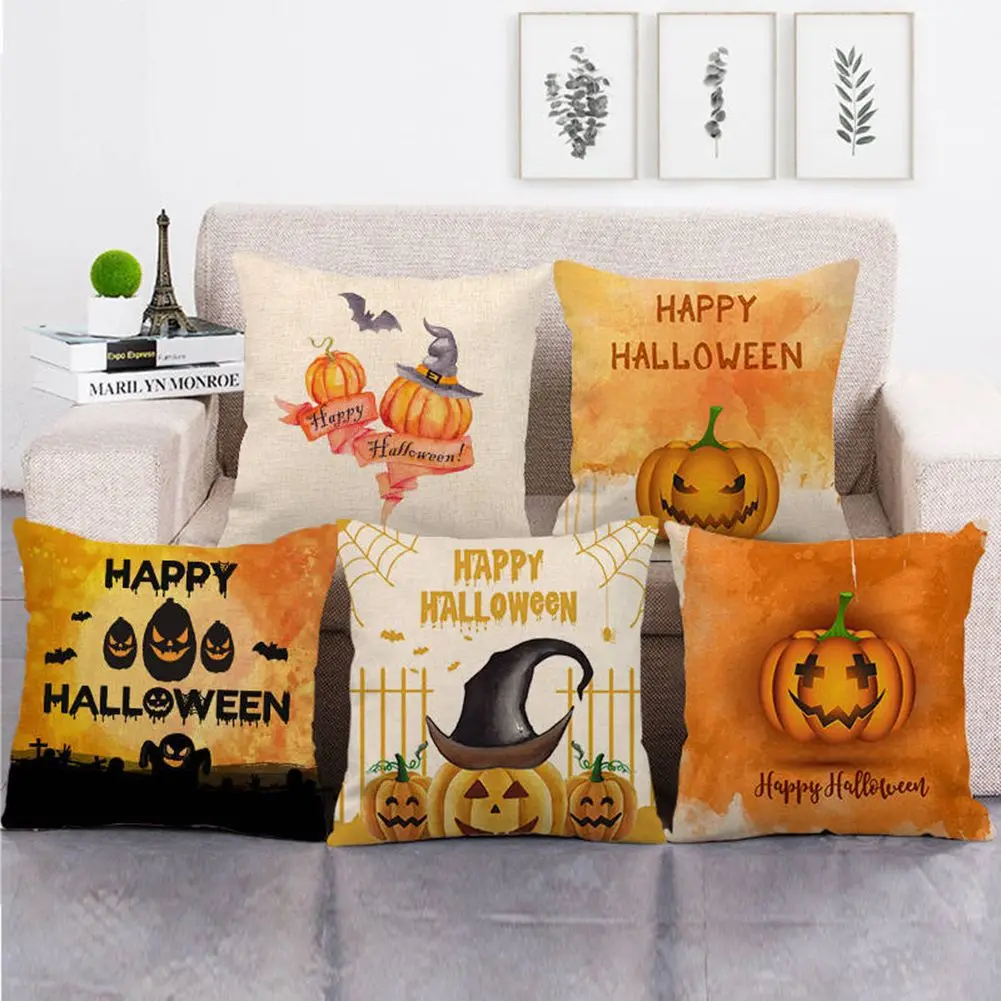 

Halloween Cushion Cover Pumpkin Bat Wizard Ghost Halloween Decor For Home Pillowcase Ornament Scary Halloween Party Supplies