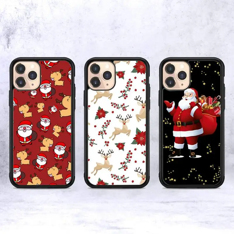 

Christmas Cartoon New Year Phone Case Silicone PC+TPU Case for iPhone 11 12 13 Pro Max 8 7 6 Plus X SE XR Hard Fundas