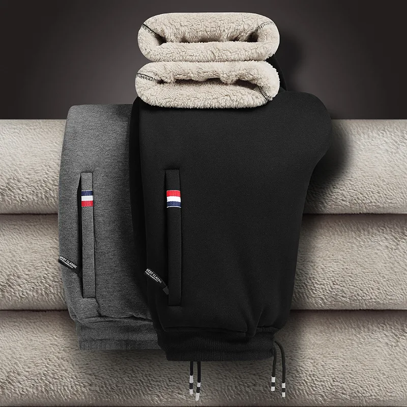 

Lamb Down Sweatpants Men Baggy Cotton Thick Warm Casual Pants Drawstring Sportswear Winter Fashion Oversized 8XL Male Trousers