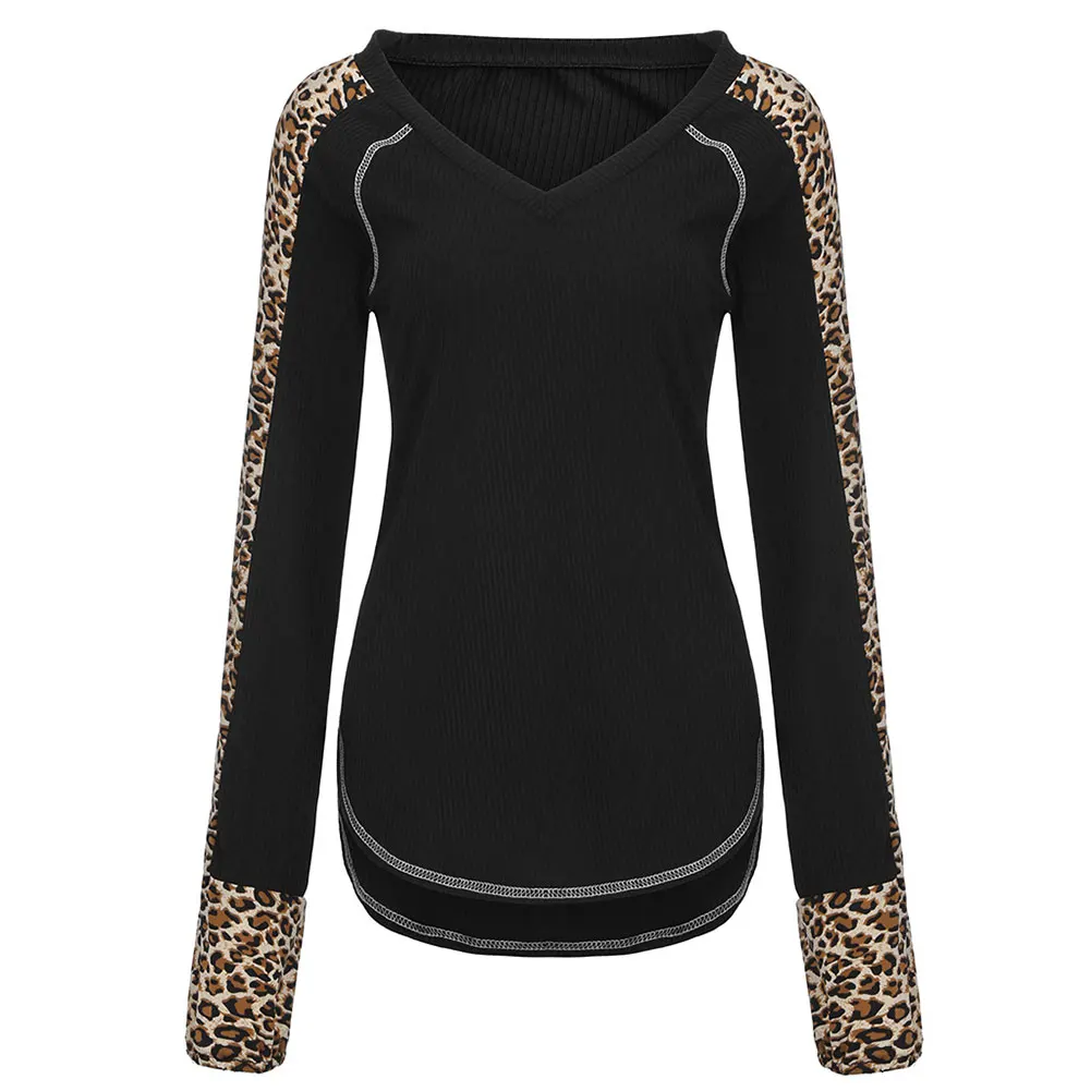 

Женская Футболка с рукавами «летучая мышь» и леопардовым принтом