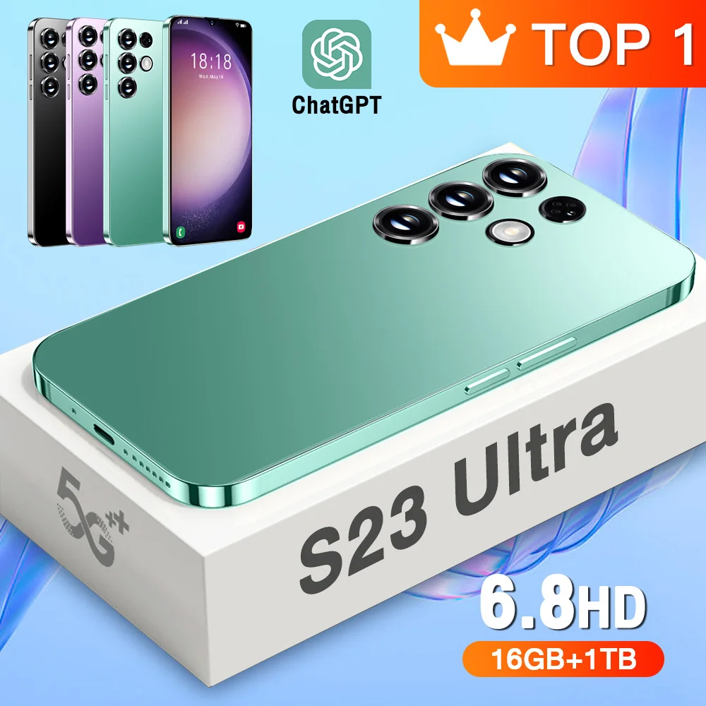 

Новинка оригинальный S23 ультратонкий мобильный телефон 6,8 дюймов телефон 6800 мАч 16 + 1 ТБ разблокированный телефон 4G