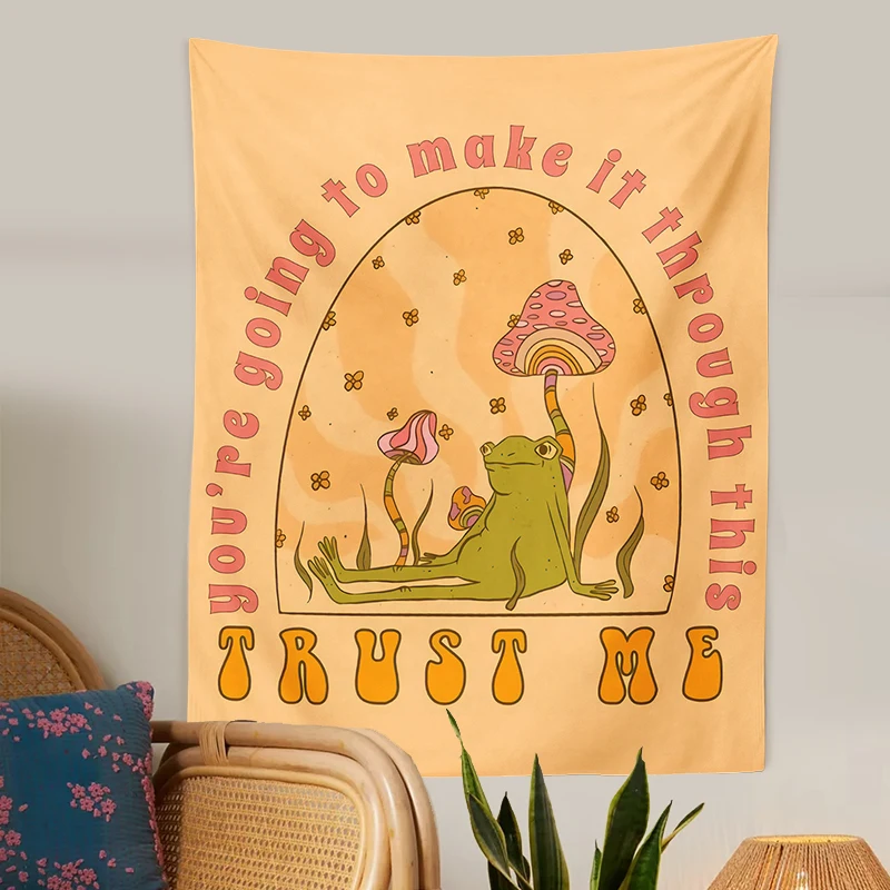 

Забавная мультяшная лягушка, искусственное украшение для комнаты, настенное украшение для дома, гостиной, спальни, фоновое украшение Tapiz