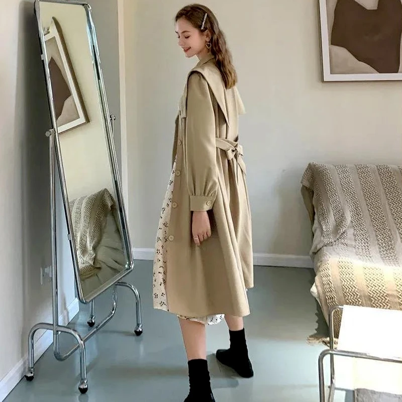 

Женский однотонный Тренч с поясом, Элегантная Дамская популярная однобортная верхняя одежда, дизайнерская нежная универсальная женская од...