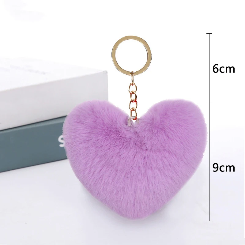 Artificial Rabbit Fur Pom-pom Keychain Leopard-print Pom-pom Keychain Lady Mobile Phone Bag Key Ring Love Pendant Decoration