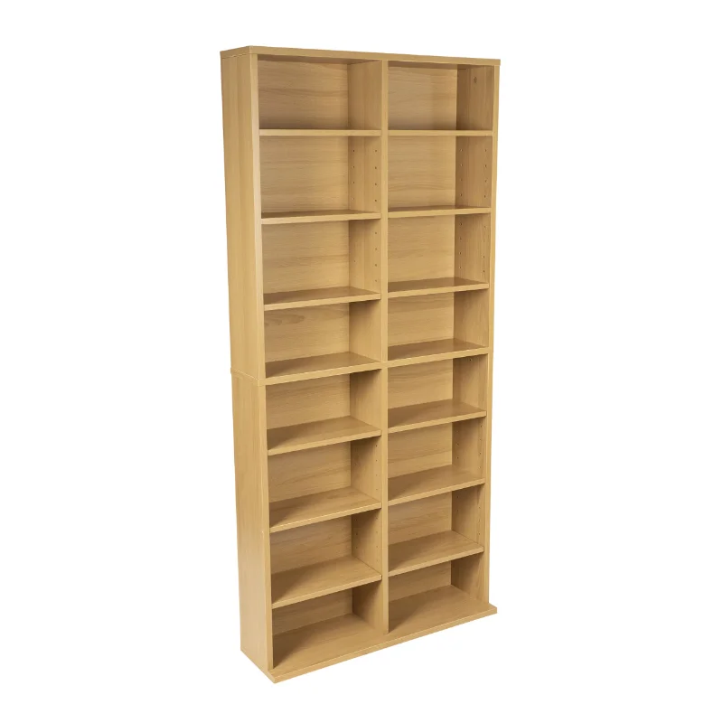 

LISM 25"x54" Oskar Adjustable Wood Media Storage Shelf Bookcase (228 DVDs, 464 CDs), Maple