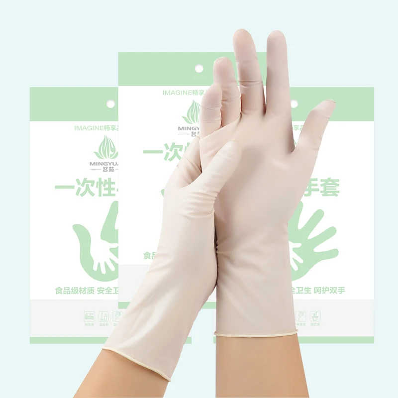 

Disposable Gloves Food Grade Catering Household Natural Latex Thickened 5mil Powder-free Dental Examination Rubber Gloves