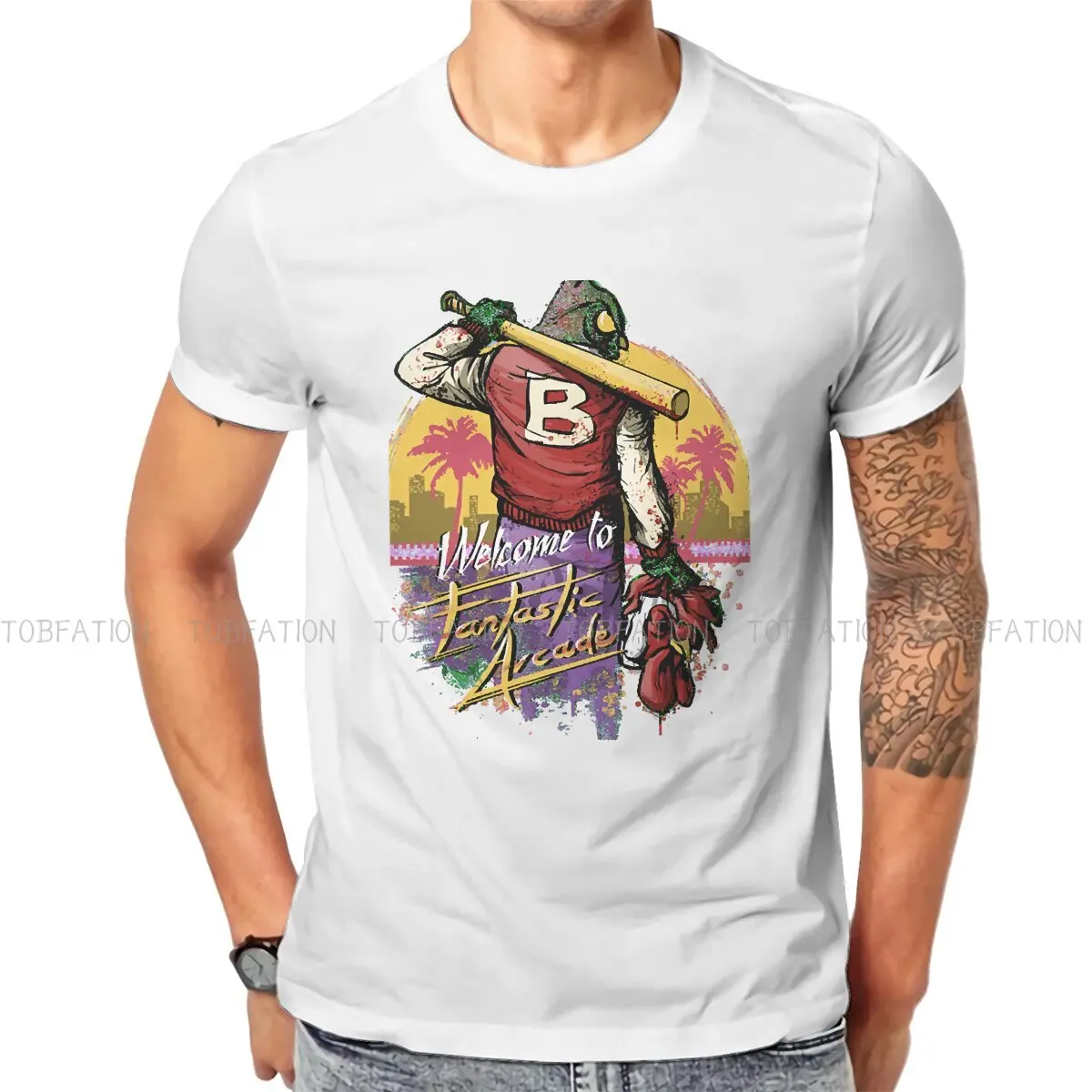 

Hotline Miami The Biker Game Fabric TShirt Welcome to Tantasic Basic T Shirt Leisure Men Tee Shirt Printing Trendy