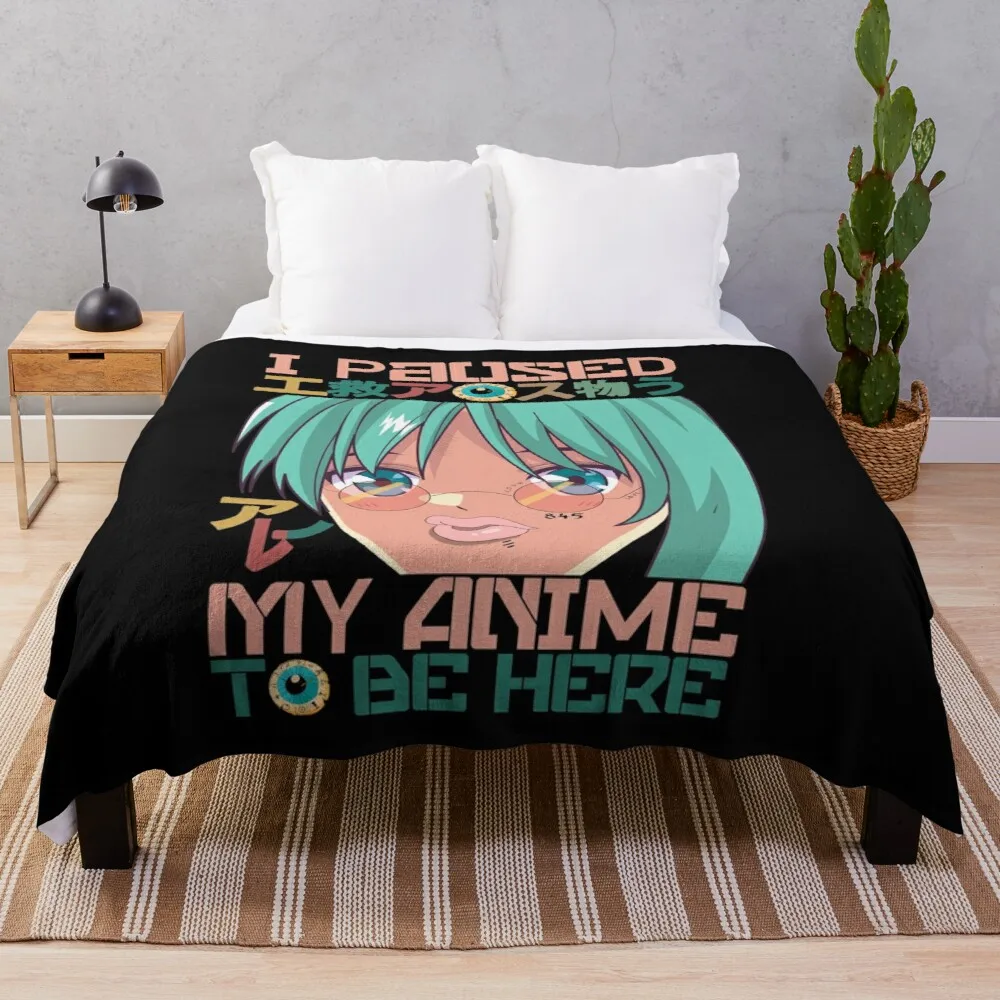 

Я приостановил свое аниме, чтобы быть здесь, Флисовое одеяло с мультяшным принтом, детское теплое покрывало для кровати, одеяло для новорожд...