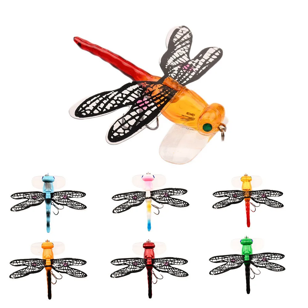 

1PC Fishing Bait Lure Hook Weight 6g Length 75mm Life-like Dragonfly Floating Fly Fishing Flies Hairy Hook Insect Lure topwater